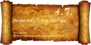 Anderkó Tatjána névjegykártya